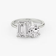3.5 Carat Toi et Moi Engagement Ring - Emerald & Pear